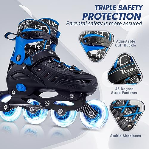 Kuxuan Skates Adjustable Illuminating Inline Skates for Kids and Adults E924535