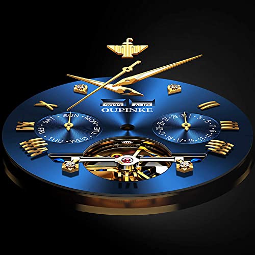 OUPINKE Mens Automatic Skeleton Tourbillon Sapphire Crystal Watch B46726