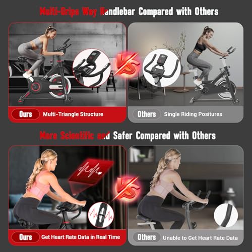 CHAOKE Exercise Bike for Home, 330lbs Capacity Indoor Cycling Bike T612788