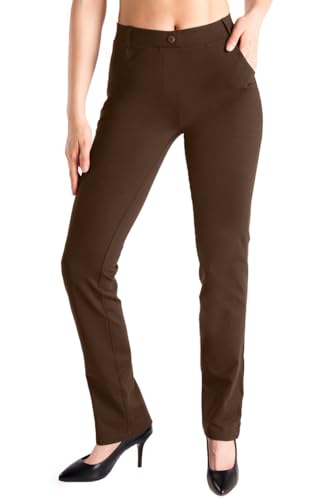 Yogipace Women's Straight Leg Yoga Dress Pants with Belt Loops H62689