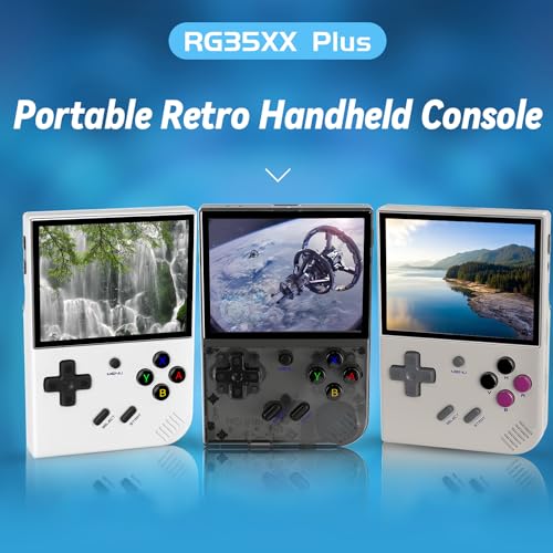 RG35XX Plus Retro Handheld Game Console, 3.5 Inch IPS Screen, Black with 64G Y715576
