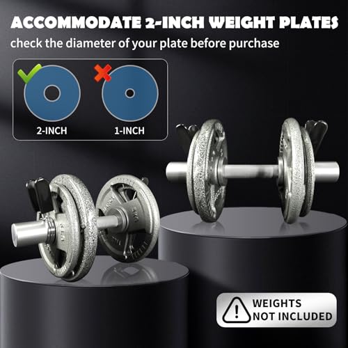 Olympic Dumbbell Handle 16" for 2-Inch Weight Plates, 2 Spring Collars Included A1556
