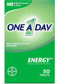 One A Day Energy Multivitamin with Vitamin A, C, D, E, Zinc for Immune Health*, Caffeine, Biotin, B6, B12 & More, 50 Tablets