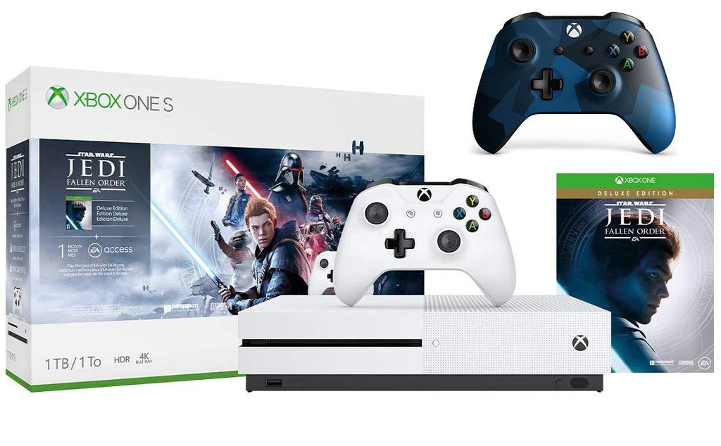 Microsoft Xbox One S 1TB Star Wars Jedi: Fallen Order Bundle + Midnight Forces II Special Edition Wireless Controller| Include：Xbox One S 1TB console ,Star Wars Jedi: Fallen Order, wireless controller