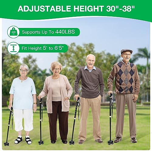 COVACURE Foldable Adjustable Walking Cane for Seniors with Carry Bag H632