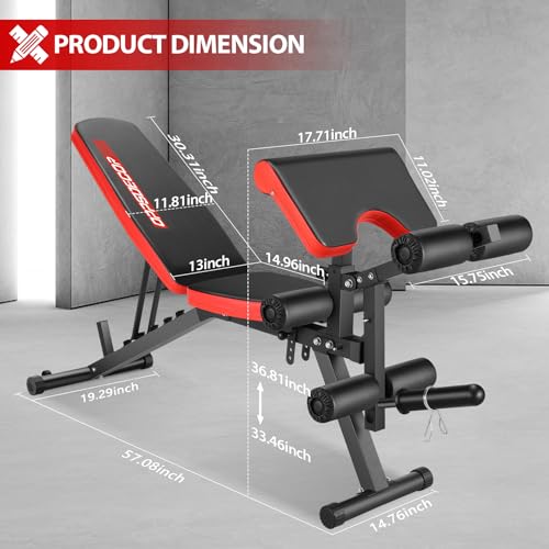 OPPSDECOR Adjustable Weight Bench with Leg Extension and Preacher Curl S467811