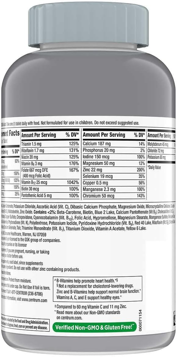 Centrum Silver Adults 50 Plus Multivitamin Supplement, 325 Tablets H795