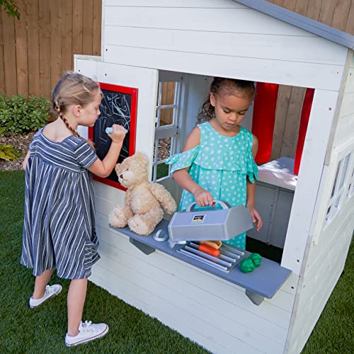 KidKraft Modern Outdoor Wooden Playhouse with Picnic Table and Grill S7361