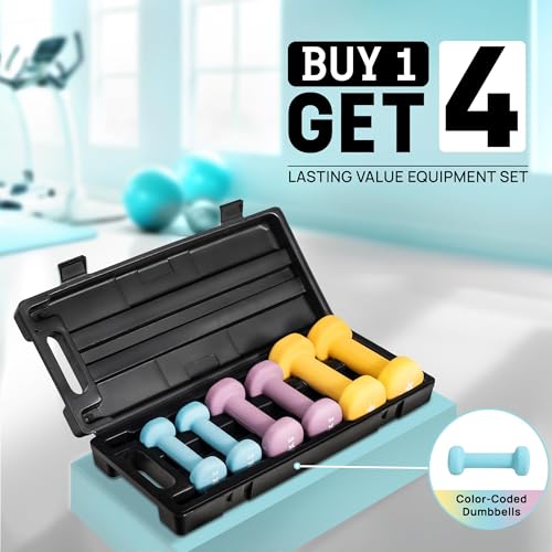 Yes4All Neoprene Coated Dumbbell Hand Weight Sets with Rack U179