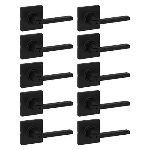 Kwikset Casey Interior Privacy Door Handle with Lock 10 Pack, Matte Black G103018