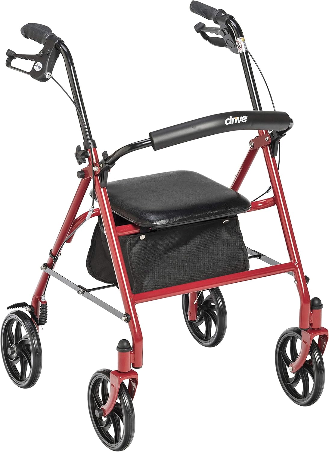 Drive Medical 4 Wheel Rollator Walker with Seat, Height Adjustable R563