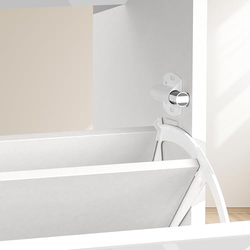 Mirror Shoe Storage Cabinet for Entryway, 3-Tier Narrow Organizer, White A897