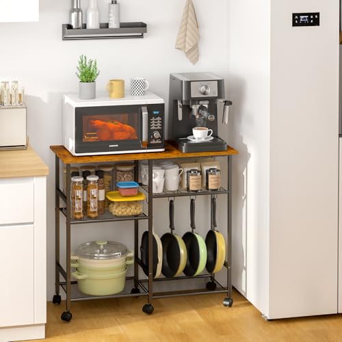 Microwave Cart with Adjustable Shelf and Wheels P795