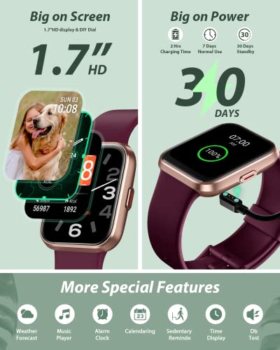 Smart Watch with Alexa Built-in, 1.8" Touch Screen Fitness Tracker, Black W3706
