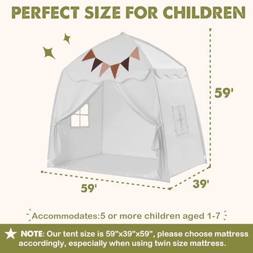 Extra Large Kids Play Tent with Star Lights, Portable & Foldable Teepee B40178
