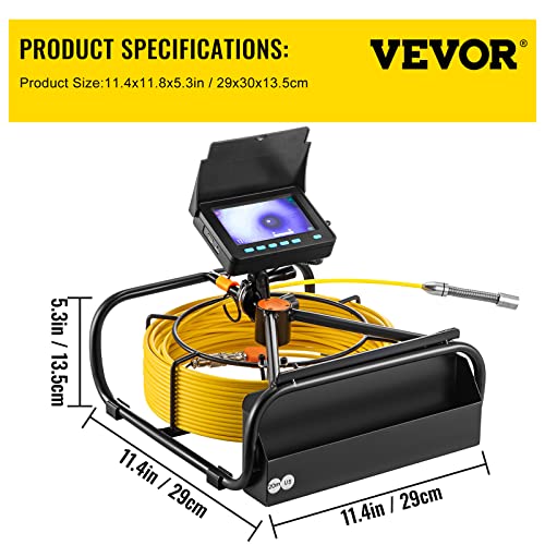 VEVOR Sewer Camera 98.4ft Pipe Drain Inspection Camera with DVR and LED Lights J454147