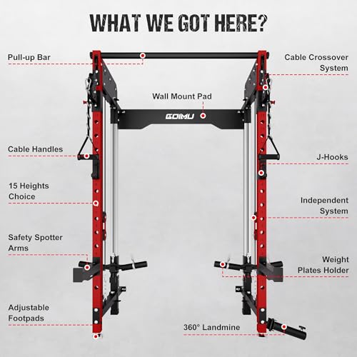 WM3-V4 Folding Wall Mounted Squat Rack with Dual Pulley System L11563