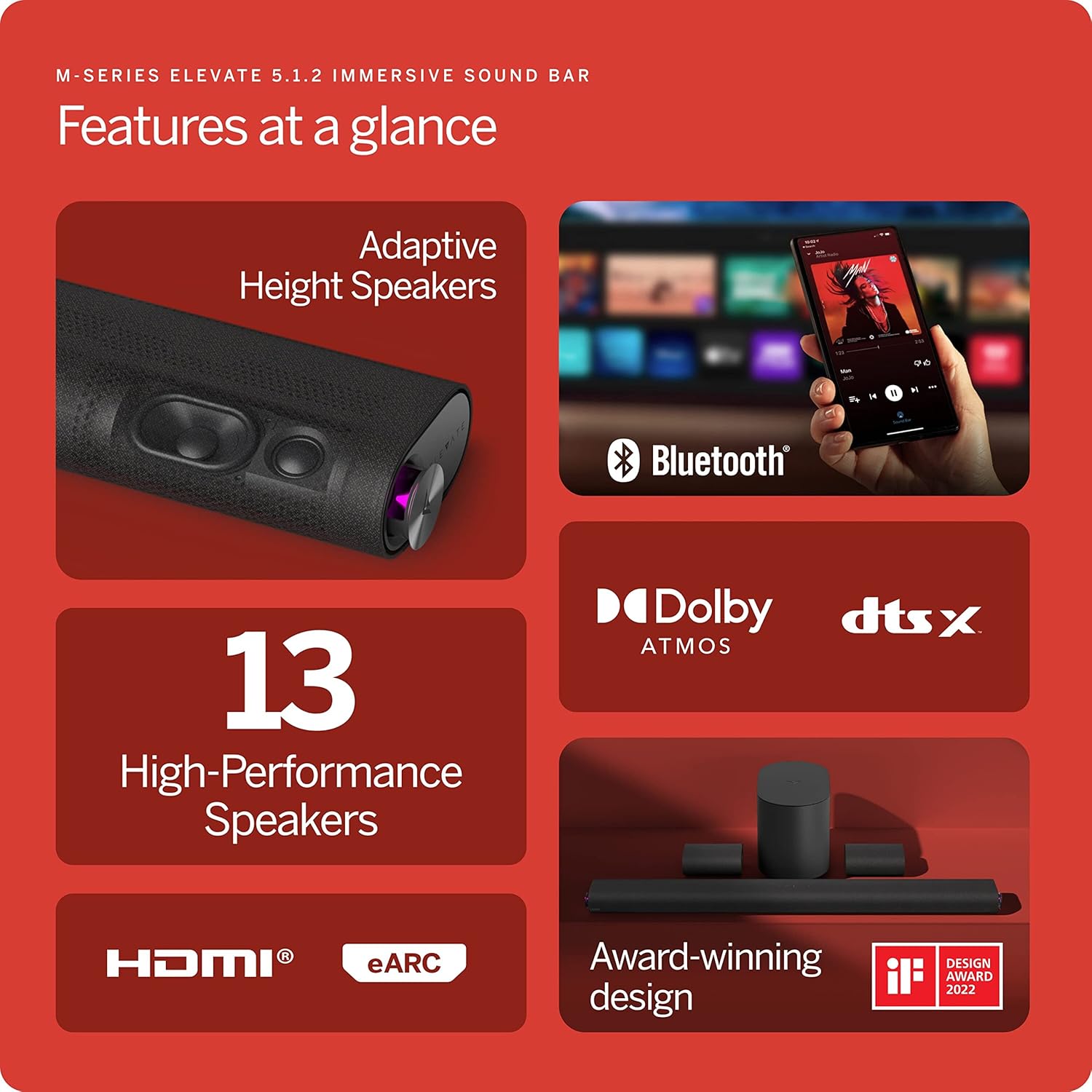 Vizio M512E-K6B-RB 42" 5.1.2 Elevate Soundbar System (Refurbished) Q270