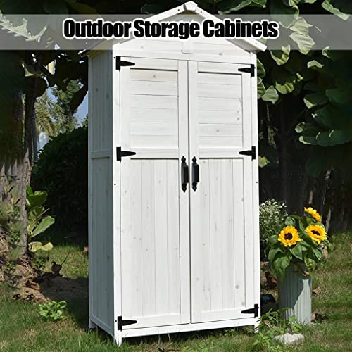 Wooden Garden Shed Organizer Outdoor Storage Cabinet with 4 Shelves, Green Z5124