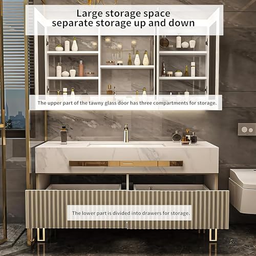 Modern Freestanding Bathroom Vanity with Sink and LED Mirror (44") G1429