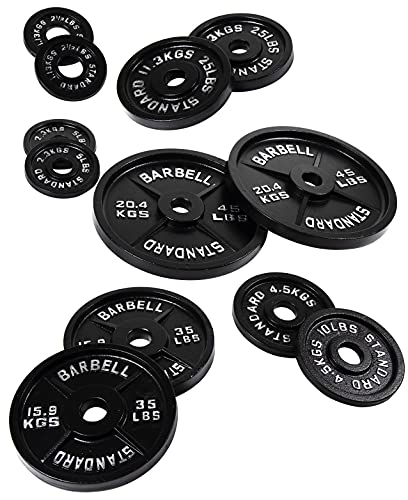Olympic Cast Iron Weight Plates for Strength Training, Multiple Sizes S1890