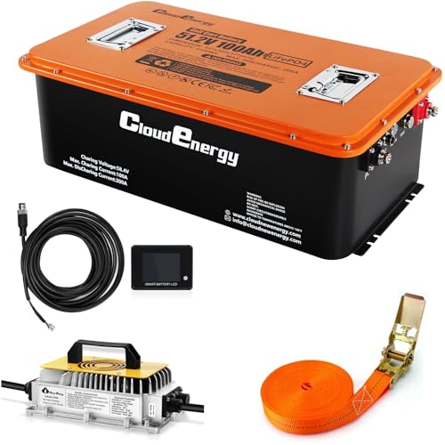 48V(51.2V) LiFePO4 Lithium Golf Cart Battery Built-in 200A BMS,with Mobile APP,Touch Monitor and Retention Strap,6000+ Cycles,Perfect for Golf Carts(GFS48V-60AH)