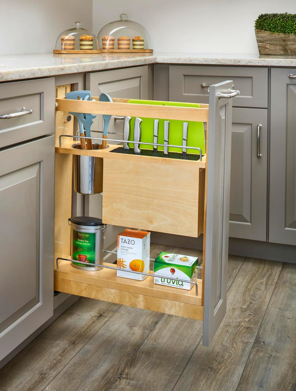 Rev-A-Shelf Wood Base Cabinet Knife Block Pull Out Organizer A844