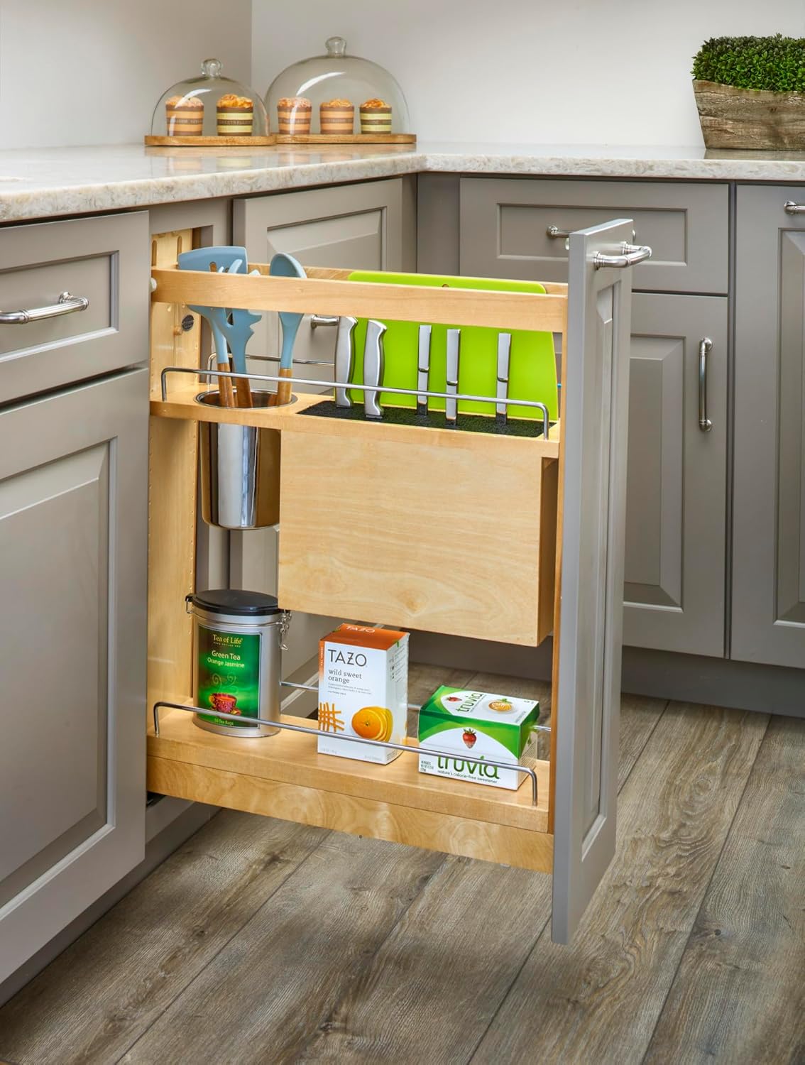 Rev-A-Shelf Wood Base Cabinet Knife Block Pull Out Organizer A844