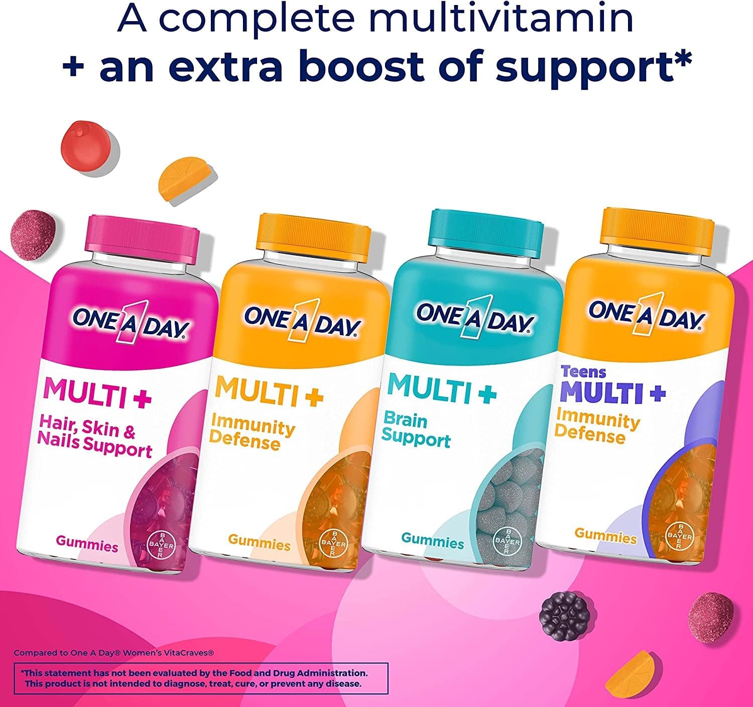 ONE A DAY Multi+ Hair, Skin & Nails Multivitamin Gummy, 120 Count E43224