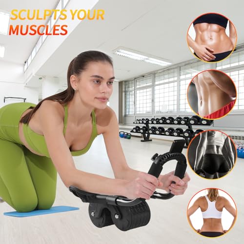 Ab Roller Wheel with Timer & Knee Mat, Home Workout Equipment U107095