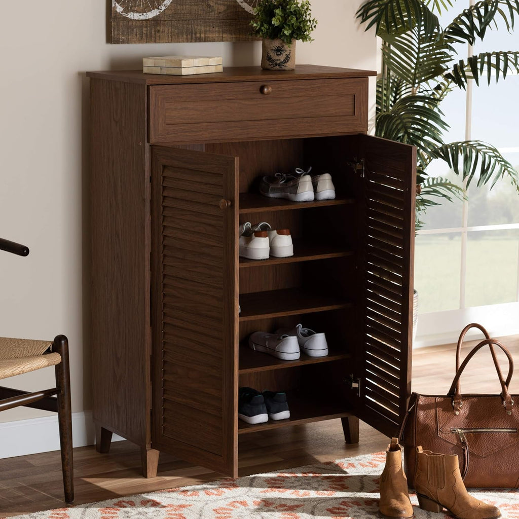 Baxton Studio Shoe Cabinet, Walnut X705466