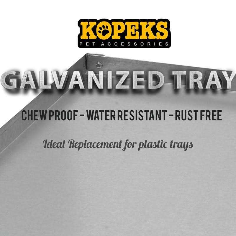 KOPEKS Galvanized Metal Tray for Dog Crates and Pet Kennels L4344