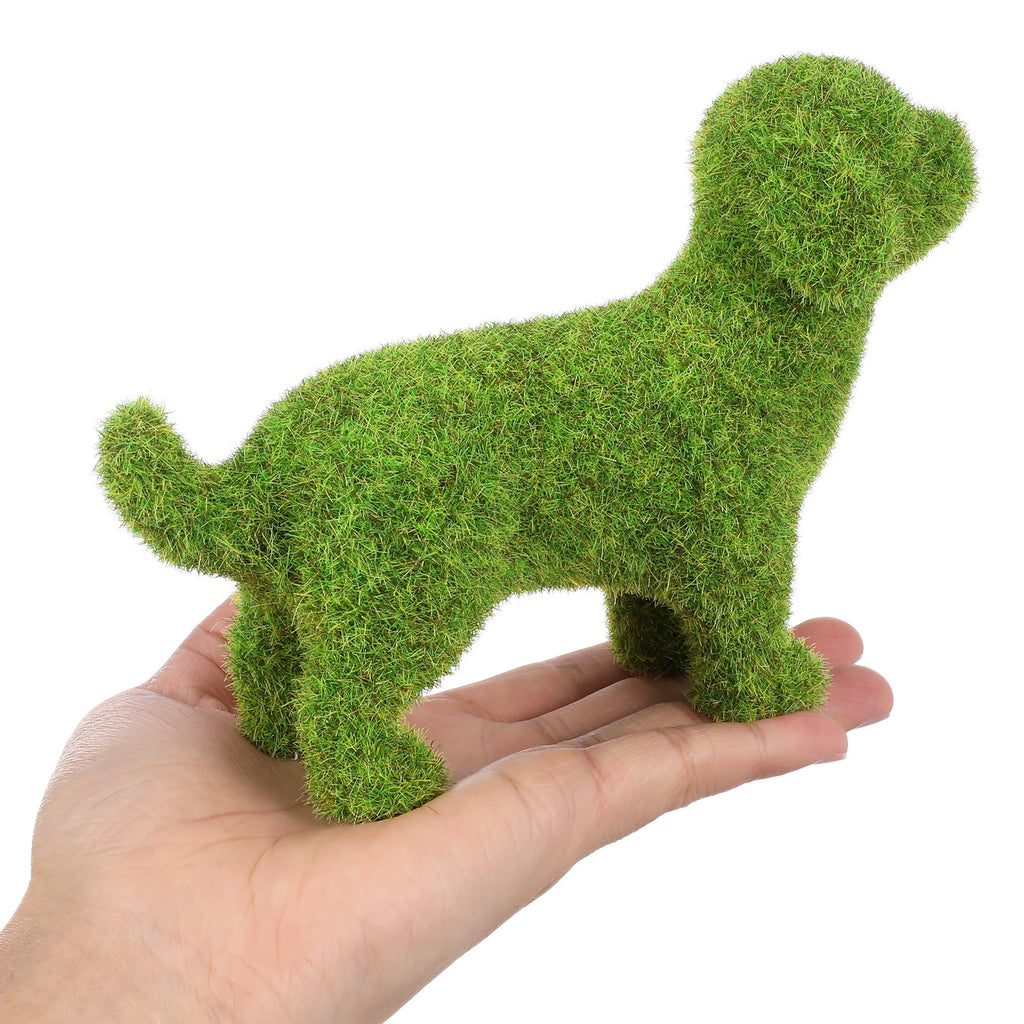 Flocked Artificial Topiary Dog Statue W46870