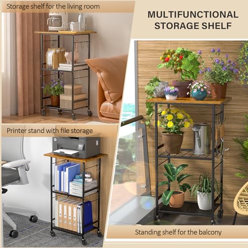 Rolling Kitchen Microwave Cart with Adjustable Shelf, 3 Tier Storage Rack on Wheels K20617