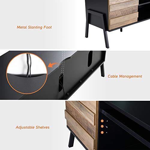 WAMPAT Mid Century Modern TV Stand for TVs Up to 65 Inch, Espresso, 60 inch K14142