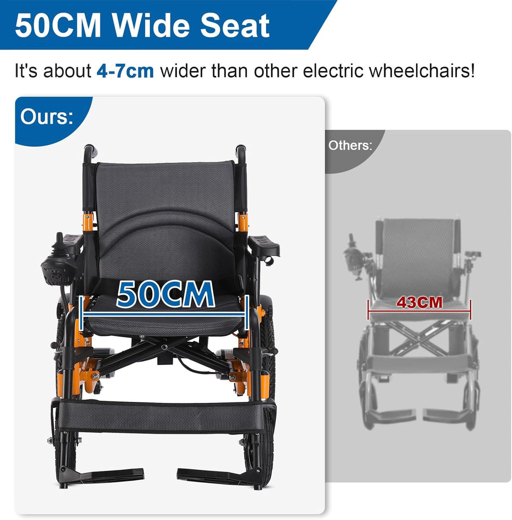 Lightweight Folding Electric Wheelchair for Adults, 20in Seat, 300lbs Capacity R662351