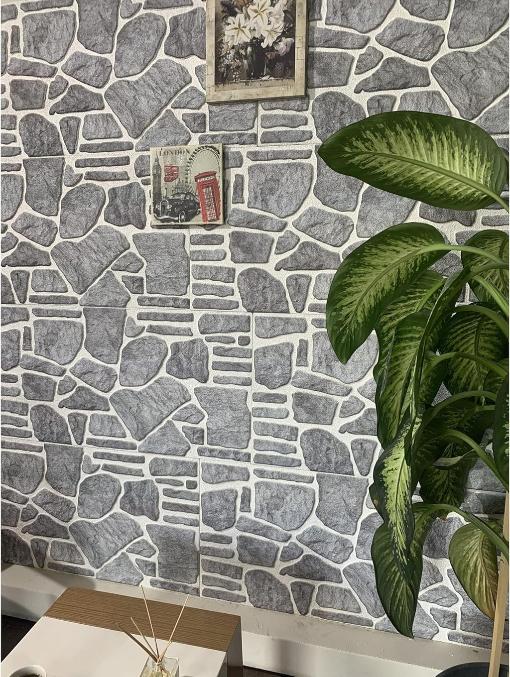 Dundee Deco Bluish Grey White Faux Stone 3D Wall Panels, 54 sq ft, Pack of 10 A71452