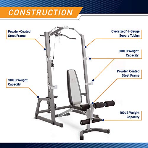 Marcy Pro Deluxe Cage System with Weightlifting Bench Home Gym E9247