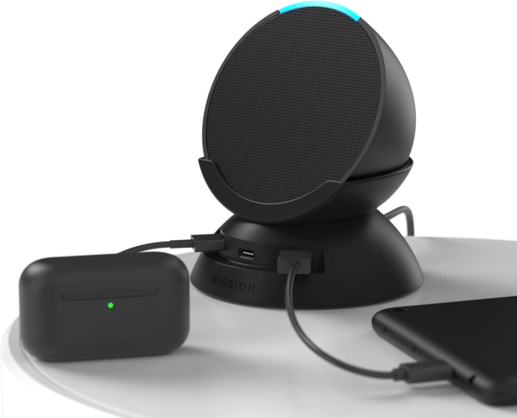 Echo Pop Bundle with Charcoal Stand and USB-C & USB-A Charging Ports J956192