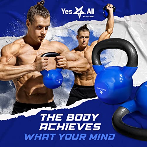 Yes4All 5-100 LB Vinyl Coated Cast Iron Kettlebells M964803