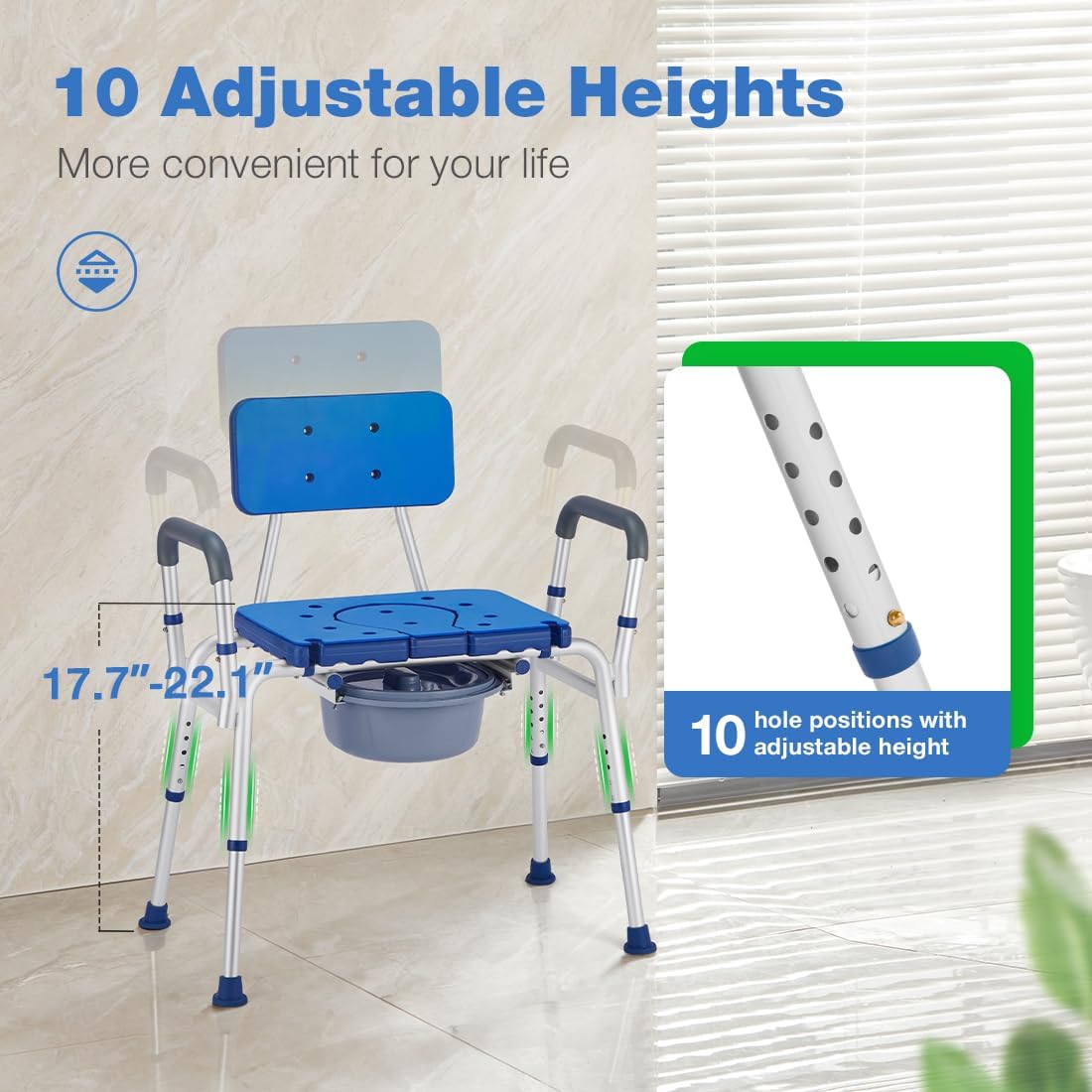 GreenChief 3 in 1 Bariatric Bedside Commode 700LBS, Extra Wide Seat L1271