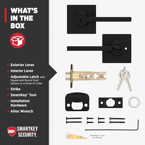 Kwikset Casey Interior Privacy Door Handle with Lock 10 Pack, Matte Black G103018