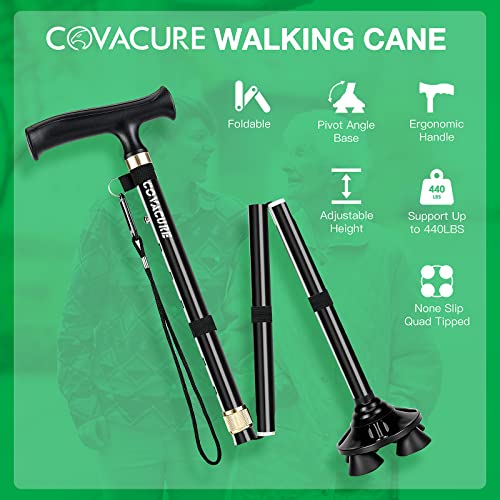 COVACURE Foldable Adjustable Walking Cane for Seniors with Carry Bag H632