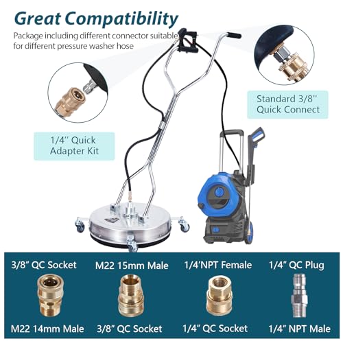 Towallmark 24" Pressure Washer Surface Cleaner with Dual Handle, 4 Wheels, 4000 PSI K3055