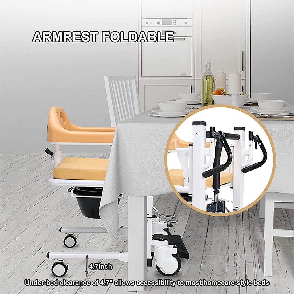 Hydraulic Transfer Wheelchair for Home Use with 180° Split Seat, 290 Lb Capacity D96417