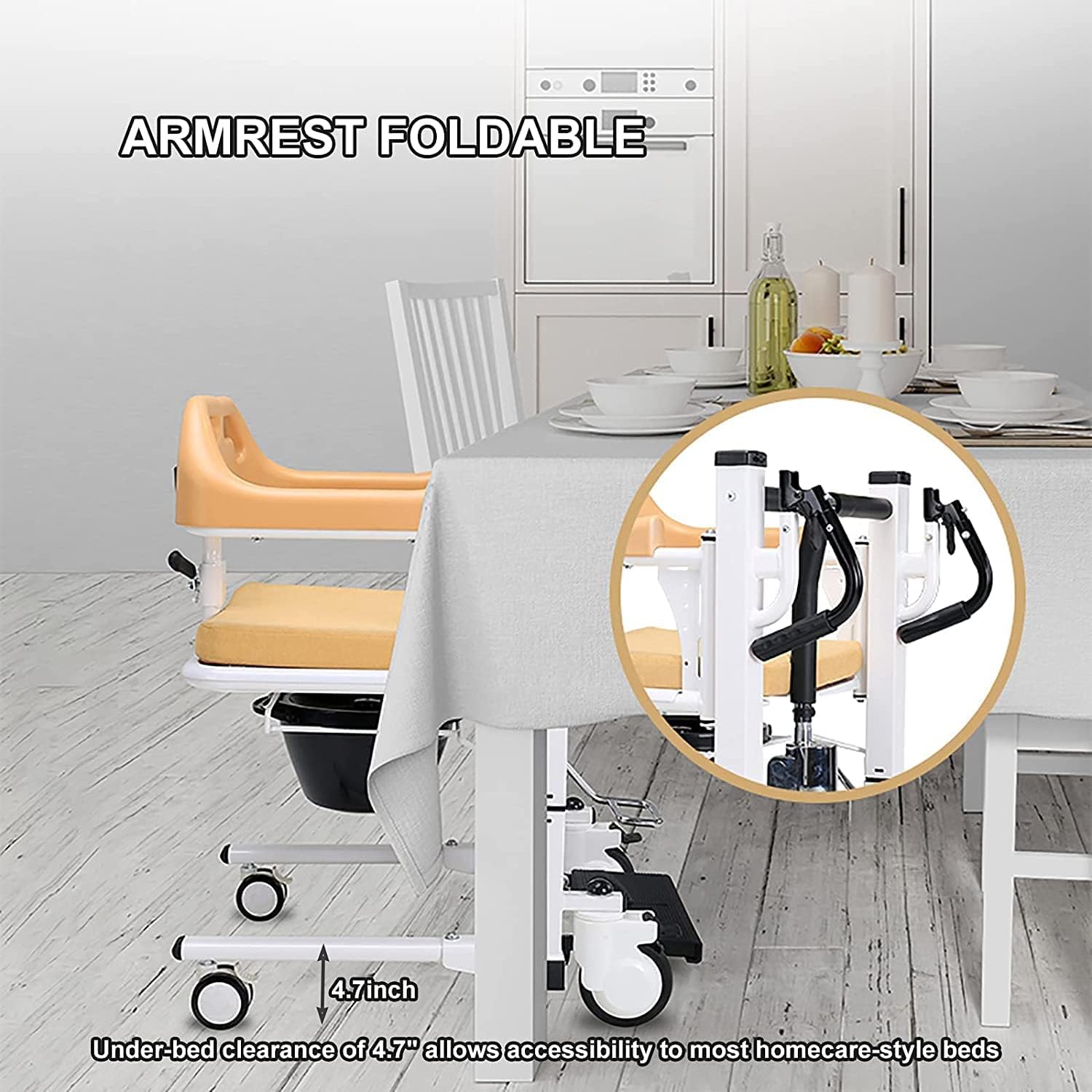 Hydraulic Transfer Wheelchair for Home Use with 180° Split Seat, 290 Lb Capacity D96417