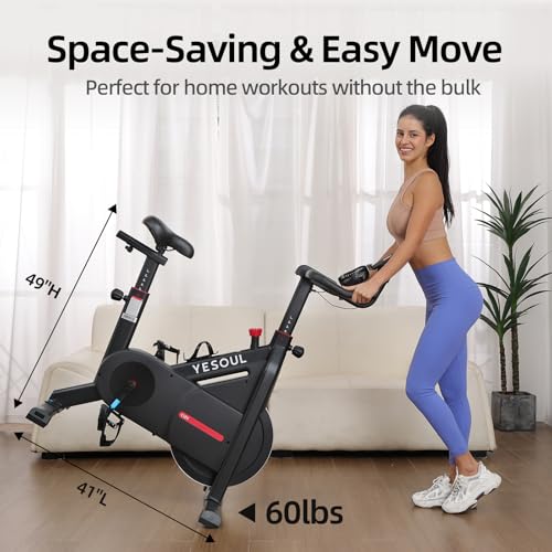 YESOUL Self-Powered Exercise Bike with LED Light Effects, Magnetic Resistance Indoor Cycling Bike P10924