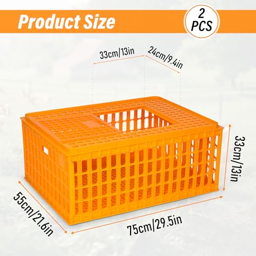lukar 2PCS Plastic Poultry Carrier Crate for Chickens, 29.5 x 21.7 x 13 Inch A3267