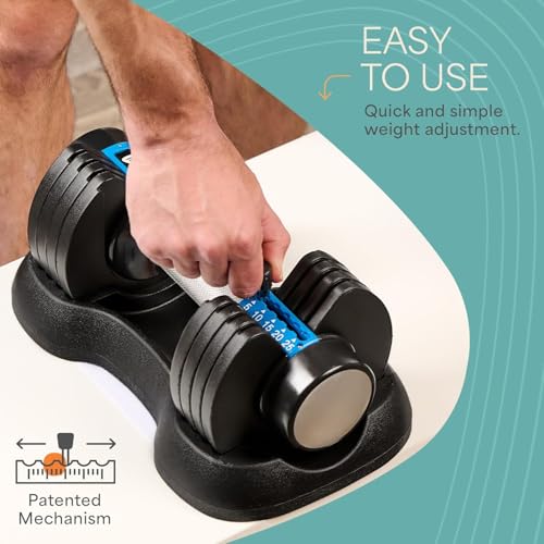 Lifepro Adjustable Dumbbells Set with Rack, 5-in-1, 15-55lb, Home Gym K99628