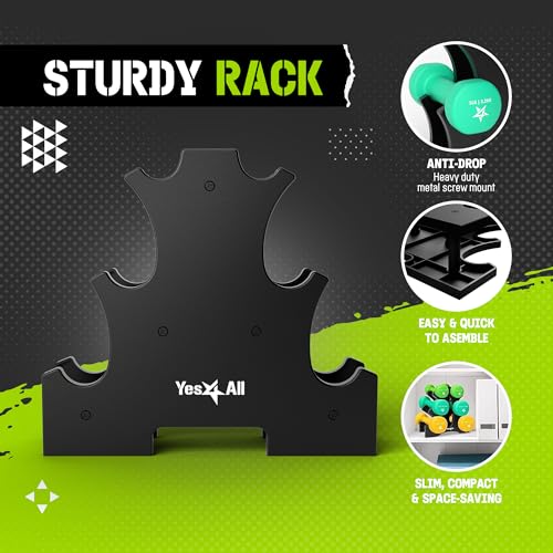 Yes4All Neoprene Coated Dumbbell Hand Weight Sets with Rack U179